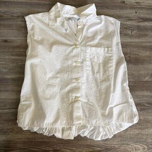 Zara white sleeveless button up shirt Size S